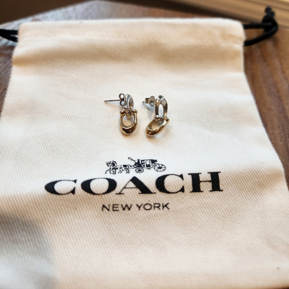 Coach Signature Two Tone Earrings